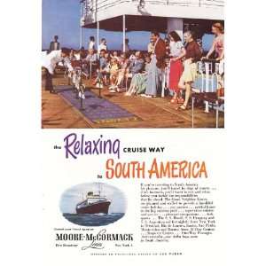   Ad Moore McCormack Relaxing to South America Vintage Travel Print Ad