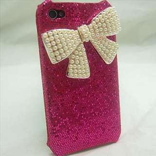 Bling Rhinestone Crystal Bow Case Cover for Iphone 4 4S ~  