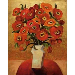  Shelly Bartek: 22.5W by 28.25H : Red Blooms CANVAS Edge 