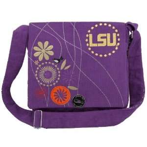  LSU Tigers Purple Corduroy Messenger Bag: Sports 