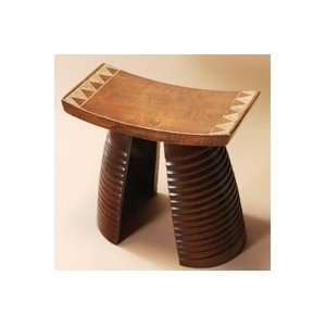  Detailed Wooden Sitting Stool from Ghana: Home & Kitchen