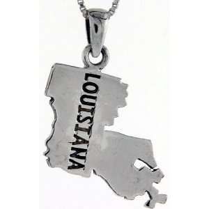  Sterling Silver Louisiana State Map Pendant, 1 1/8 in 