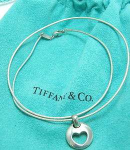 AUTHENTIC TIFFANY & Co. STERLING SILVER STENCIL HEART NECKLACE  
