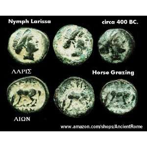 400 BC. NYMPH LARISSA. HORSE GRAZING. THESSALY, LARISSA. ONE ANCIENT 