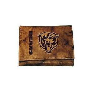  Chicago Bears Brown Leather Tri Fold Wallet with Embossed 