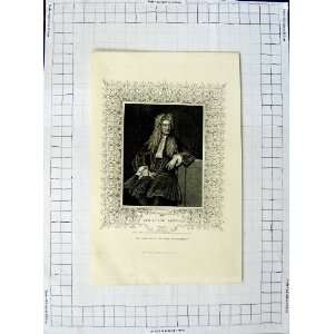   Antique Portrait C1790 C1890 Sir Isaac Newton Man: Home & Kitchen