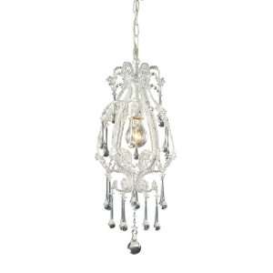  Opulence 1 Light Pendant In Antique White And Clear 