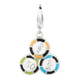  Sterling silver and Enamel POKER CHIPS (Charm): Jewelry