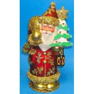  Schaller Paper Mache Red Santa with Gold Glitter: Home 