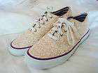 Sperry Topsiders Sneakers Tennis Shoes Floral Pink Purple size 7 Women 