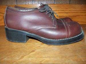   Ltd size 7.5 brown leather oxford casual shoes uniform work GUC laces