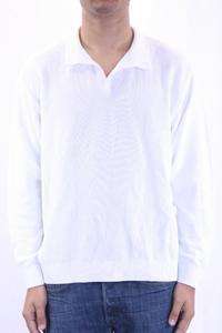   White Mock Turtleneck Diamond Stitch Open Collar Pullover 2669  