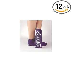 Slip Resistant Double Print XL Adult Size Socks Purple Color 12 Pair 