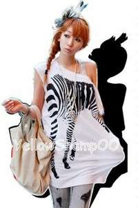 loose fit zebra oversize t shirt white s/m  