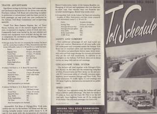   BROCHURE ~ TOLL SCHEDULE NORTHERN INDIANA TOLL ROAD 1959  