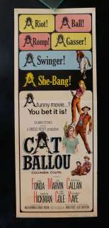 CAT BALLOU * ORIG MOVIE POSTER INSERT WESTERN 1965  