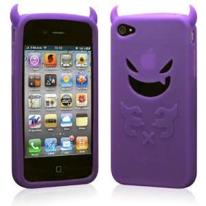  Dark Purple Devil Demon Soft Case for iPhone 4 (Free 