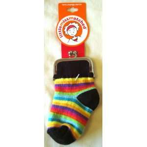  Miss Matched Black and Rainbow Striped Sock Change Purse: Toys & Games