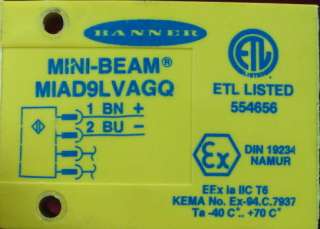 Banner MIAD9LVAGQ Mini Beam 37294 Polarized Retro 2m NAMUR 
