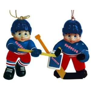 Set of 2 NHL New York Rangers Little Guy Hockey Player Christmas 
