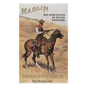 Tin Sign   Marlin/ Cowboy on Horse 
