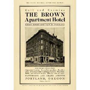  1906 Ad Brown Apartment Hotel Portland Oregon Hawthorne 