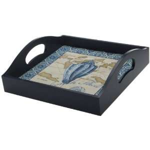 Certified International Trade Winds 4 Tile Wood Tray with Handles 