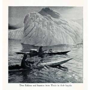   Kayak Iceberg Arctic Thule Norway   Original Halftone Print Home