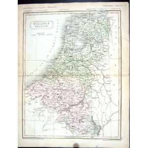   Antique Map 1851 Holland Belgium Zuider Zee Antwerp