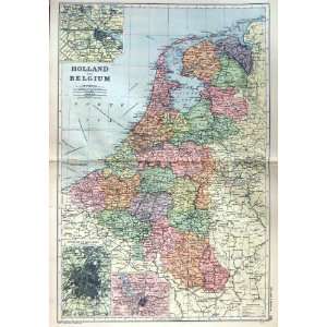    1901 Map Holland Belgium Amsterdam Brussels Antwerp