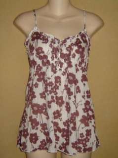 HOLLISTER White FLORAL Cotton Babydoll Camisole CAMI TANK TOP Shirt L 