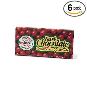 Cod Cranberry Candy Dark Chocolate Bar with Cranberries and Almonds, 3 