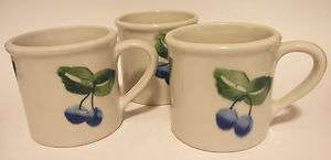   Hartstone USA Blueberry Coffee Tea Mug Cup 1982 Set of 3  
