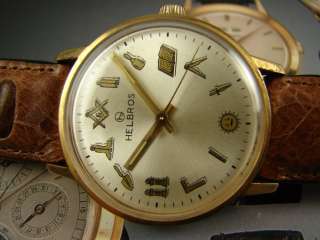  HELBROS GOLD TONE MENS WATCH VINTAGE 50s ULTRA CLASSIC BEAUTY!  