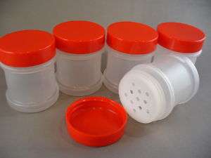 Plastic Spice Bottles Jars 1 oz Sifter Caps Lot of 5  
