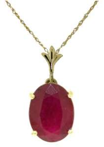 14 Karat Solid Gold Necklace with Natural Oval Ruby  