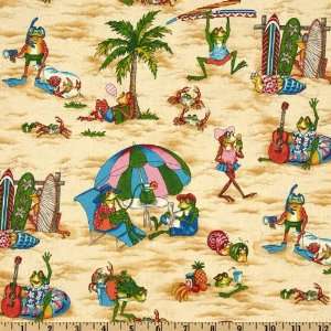  44 Wide Monkeys Bizness Ribbit Beach Sand Fabric By The 