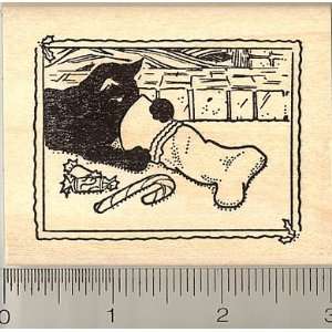  Black Cat Christmas Square Rubber Stamp Arts, Crafts 