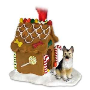 German Shepherd Tan/Black Ginger Bread Dog House Ornament:  
