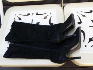 Bergdorf Goodman Black Suede Heeled Boots US size 10.5, Spring 