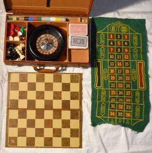 Vintage E.S. Lowe Chess Roulette Wheel & More Travel Case Games  