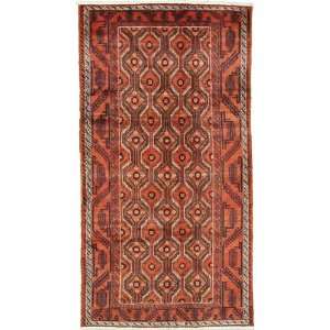   10 x 93 Rust Red Persian Hand Knotted Wool Shiraz Rug