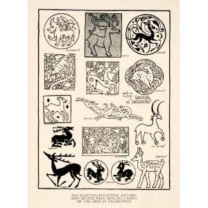  1929 Print Deer Image Design Historic Ancient Icon Symbol 