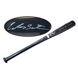   Santana Signed Bat   Black   Autographed MLB Bats 