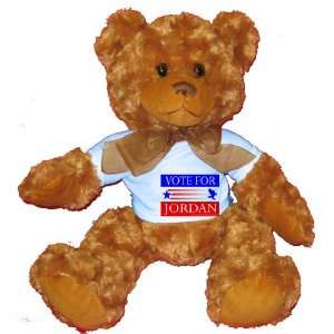  VOTE FOR JORDAN Plush Teddy Bear with BLUE T Shirt: Toys 