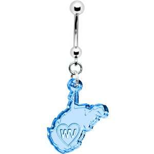  Light Blue State of West Virginia Belly Ring: Jewelry