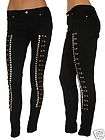 New Womens TRIPP NYC Pins Studs Black Skinny Punnk Stretch Goth Pants 