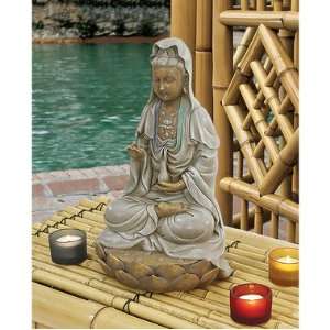  Guan Yin Compassion goddess on lotus Flower statue home 