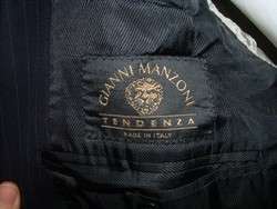 GIANNI MANZONI Mens SUIT Jacket BLACK PIN STRIPE Sport Coat WOOL 