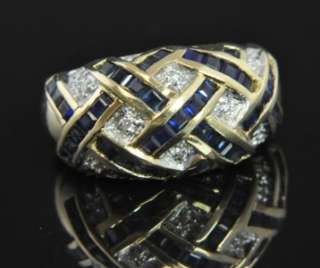 Franklin Mint Bill Blass 14K Gold Sapphire Diamond Ring  